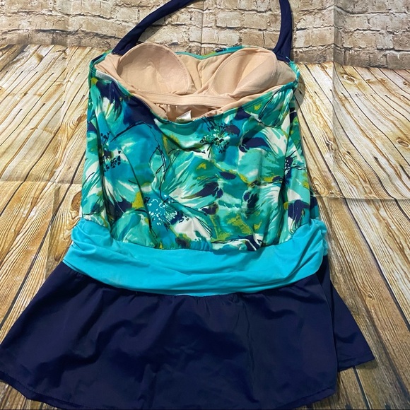 Islander Floral Halter Skirted One Piece Swimsuit - Picture 4 of 5